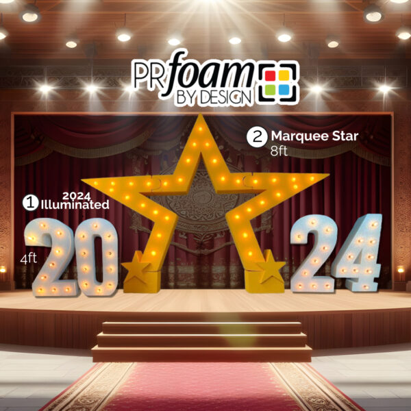 Marquee Star Illuminated 8ft & 2024 Illiminated Marquee Letters